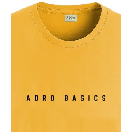 Adro Men's Solid Regular Fit T-Shirt (Rn24-Ar2-Mu_Mustard