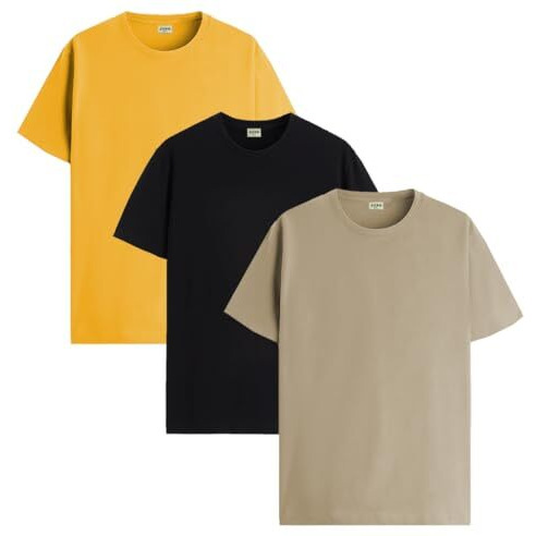 Adro T Shirts Pack Of 3 Mens Tshirts Cotton T Shirts For Men Pack Of 3 T Shirts Regular Fit Tshirts Combo T Shirts Solid Tshirt For Men | Rcm3-Pln-Bl-Be-Mu-Xl