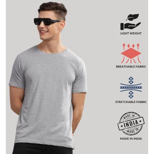 Adro T Shirts Pack Of 3 Mens Tshirts Cotton T Shirts For Men Pack Of 3 T Shirts Regular Fit Tshirts Combo T Shirts Solid Tshirt For Men | Rcm3-Pln-Gr-Ol-Be-M