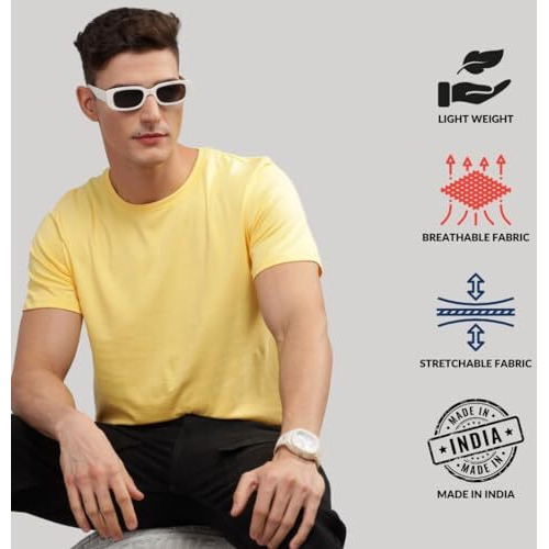 Adro T Shirts Pack Of 3 Mens Tshirts Cotton T Shirts For Men Pack Of 3 T Shirts Regular Fit Tshirts Combo T Shirts Solid Tshirt For Men | Rcm3-Pln-Ly-Wh-Gr-M