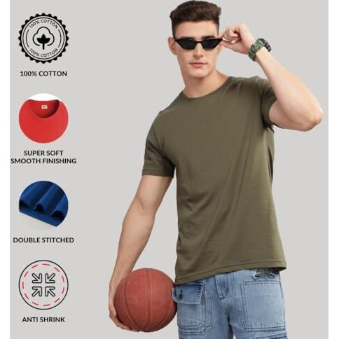 Adro T Shirts Pack Of 3 Mens Tshirts Cotton T Shirts For Men Pack Of 3 T Shirts Regular Fit Tshirts Combo T Shirts Solid Tshirt For Men | Rcm3-Pln-Mu-Ol-Be-Xl