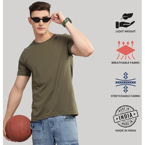 Adro T Shirts Pack Of 3 Mens Tshirts Cotton T Shirts For Men Pack Of 3 T Shirts Regular Fit Tshirts Combo T Shirts Solid Tshirt For Men | Rcm3-Pln-Ol-Wh-Gr-S