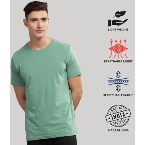 Adro Men's Solid Regular Fit T-Shirt (Rcm3-Pln-Pt-Be-Pu_Pista,Beige,Purple