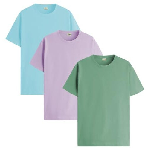 Adro Men's Solid Regular Fit T-Shirt (Rcm3-Pln-Pu-Mi-Pt_Purple,Mint,Pista