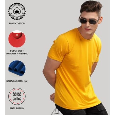 Adro T Shirts Pack Of 3 Mens Tshirts Cotton T Shirts For Men Pack Of 3 T Shirts Regular Fit Tshirts Combo T Shirts Solid Tshirt For Men | Rcm3-Pln-Pu-Mu-Pt-Xl