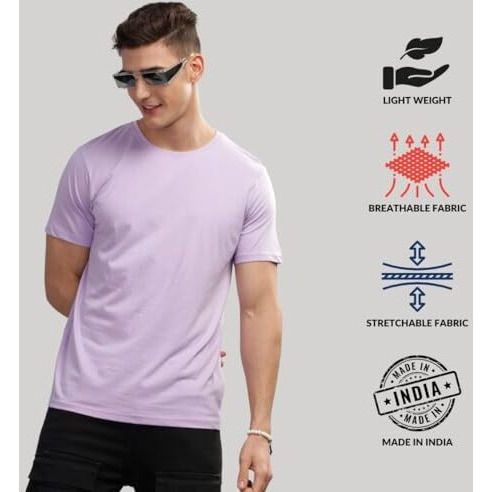 Adro T Shirts Pack Of 3 Mens Tshirts Cotton T Shirts For Men Pack Of 3 T Shirts Regular Fit Tshirts Combo T Shirts Solid Tshirt For Men | Rcm3-Pln-Pu-Rb-Pt-L
