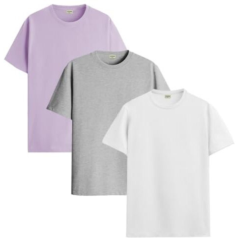 Adro T Shirts Pack Of 3 Mens Tshirts Cotton T Shirts For Men Pack Of 3 T Shirts Regular Fit Tshirts Combo T Shirts Solid Tshirt For Men | Rcm3-Pln-Pu-Wh-Gr-S