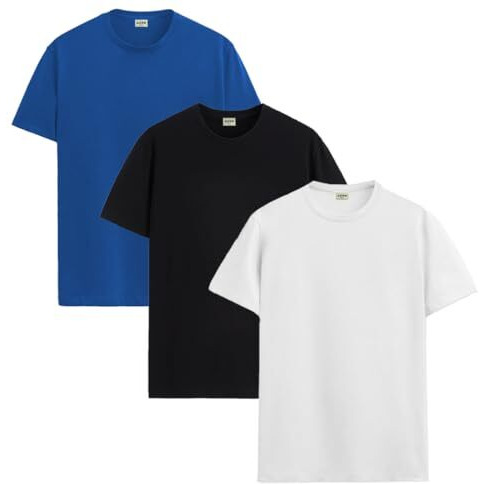 Adro T Shirts Pack Of 3 Mens Tshirts Cotton T Shirts For Men Pack Of 3 T Shirts Regular Fit Tshirts Combo T Shirts Solid Tshirt For Men | Rcm3-Pln-Rb-Wh-Bl-2Xl