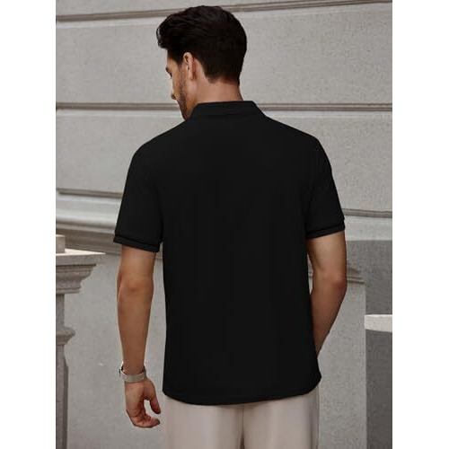 Leriya Fashion Solid Regular Fit Casual Old Money Polo T Shirt For Men (Lf-Mt-1138_Black M)