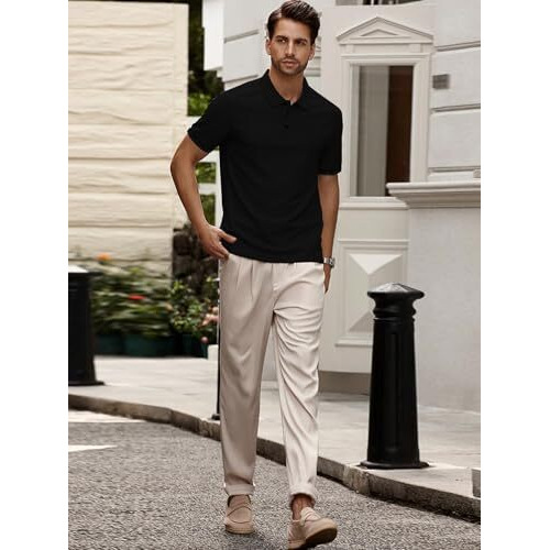 Leriya Fashion Solid Regular Fit Casual Old Money Polo T Shirt For Men (Lf-Mt-1138_Black M)