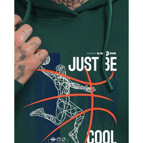 Adro Basketball Design Hoodie For Men, 320 Gsm Soft Cotton Hoodies, Long Lasting Printed Hoodie | Mens Hoodies | Sweatshirt For Men|H24-Bcl-Grn-2Xl Green