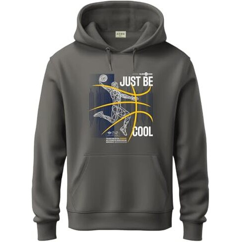 Adro Basketball Design Hoodie For Men, 320 Gsm Soft Cotton Hoodies, Long Lasting Printed Hoodie | Mens Hoodies | Sweatshirt For Men|H24-Bcl-Sg-M Steel Grey