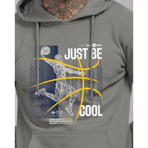 Adro Basketball Design Hoodie For Men, 320 Gsm Soft Cotton Hoodies, Long Lasting Printed Hoodie | Mens Hoodies | Sweatshirt For Men|H24-Bcl-Sg-M Steel Grey