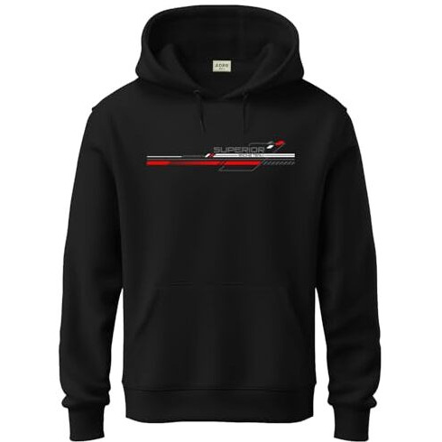 Adro Hoodies For Men | Printed Regular Fit Hoodie For Men | Cotton Hoodie | Mens Hoodies | Sweatshirt For Men | Hooded Hoodie | H24-Rac-Bl-Large Black