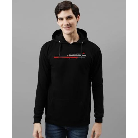 Adro Hoodies For Men | Printed Regular Fit Hoodie For Men | Cotton Hoodie | Mens Hoodies | Sweatshirt For Men | Hooded Hoodie | H24-Rac-Bl-Large Black