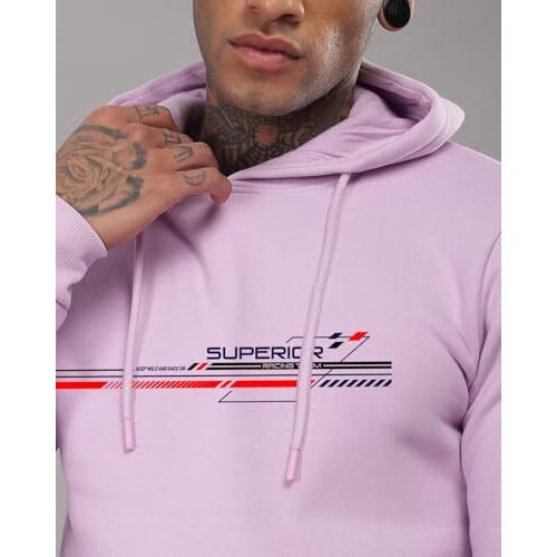Adro Hoodies For Men, 320 Gsm Soft Cotton Hoodie Fabric, Long Lasting Printed Hoodie For Winter | Mens Hoodies | Sweatshirt For Men|H24-Rac-Pu-M Lavender