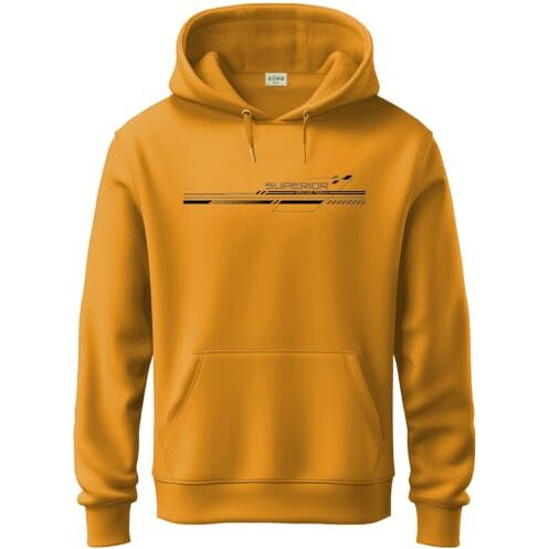 Adro Men's Cotton Blend Neck Hooded Sweatshirt (H24-Rac-Mu-2Xl_Mustard)