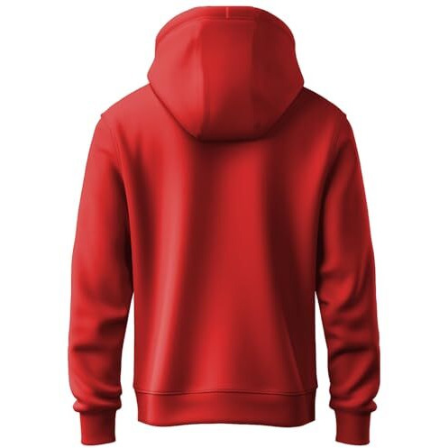 Adro Men's Cotton Blend Neck Hooded Sweatshirt (H24-Rac-Rd_Red