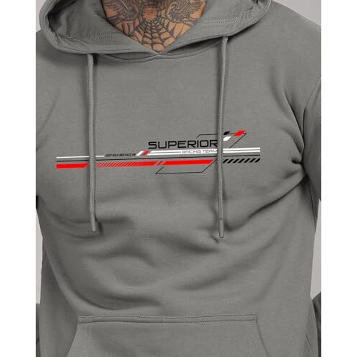 Adro Hoodies For Men, 320 Gsm Soft Cotton Hoodie Fabric, Long Lasting Printed Hoodie For Winter | Mens Hoodies | Sweatshirt For Men|H24-Rac-Sg-2Xl Steel Grey