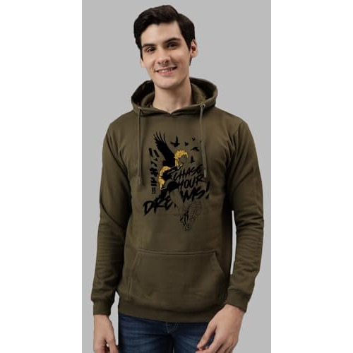 Adro Hoodies For Men | Printed Hoodie For Men | Cotton Hoodie | Luffy Hoodie Gear 5 | Sweatshirt For Men | Anime Hoodie | H24-Dream-Ol-S Olive