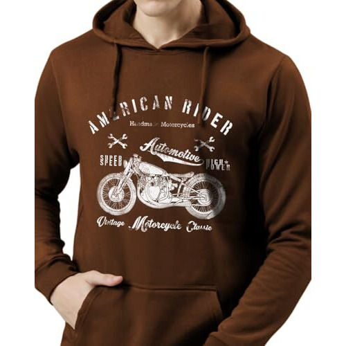 Adro Men's Cotton Neck Hooded Sweatshirt (H24-Ame-Br-S_Brown)