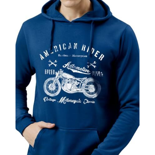 Adro Men's Cotton Neck Hooded Sweatshirt (H24-Ame-Rb_Royal Blue