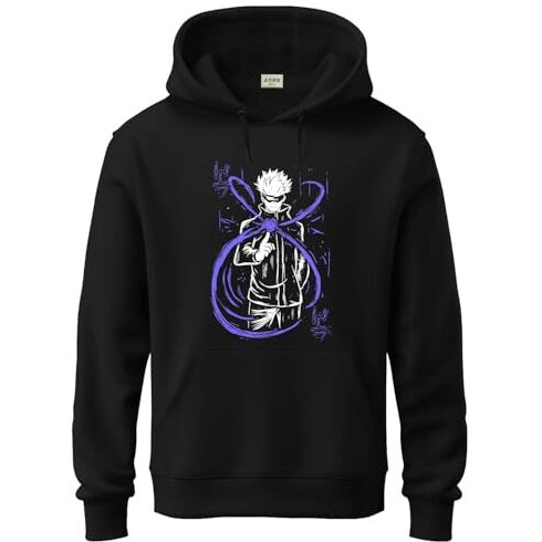 Adro Hoodies For Men | Printed Hoodie For Men | Cotton Hoodie | Luffy Hoodie Gear 5 | Sweatshirt For Men | Anime Hoodie | H24-Ani-Bl-L Black