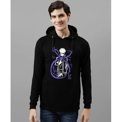 Adro Hoodies For Men | Printed Hoodie For Men | Cotton Hoodie | Luffy Hoodie Gear 5 | Sweatshirt For Men | Anime Hoodie | H24-Ani-Bl-L Black