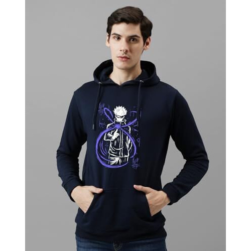 Adro Hoodies For Men | Printed Hoodie For Men | Cotton Hoodie | Luffy Hoodie Gear 5 | Sweatshirt For Men | Anime Hoodie | H24-Ani-Nb-2Xl Navy Blue