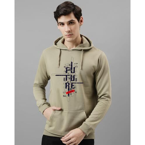 Adro Men's Regular Fit Hoodies | Printed Hoodie| Cotton Hoodie | Mens Hoodies | Sweatshirt For Men | Hooded Hoodie | H24-Ftr-Be-Medium Beige