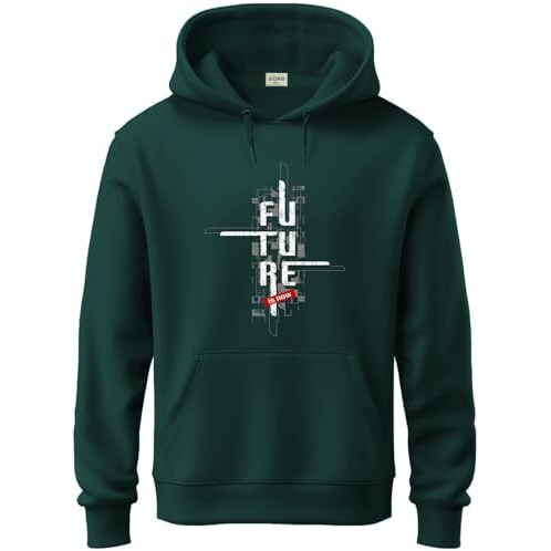 Adro Hoodies For Men, 320 Gsm Soft Cotton Hoodie Fabric, Long Lasting Printed Hoodies For Winter | Mens Hoodies | Sweatshirt For Men|H24-Ftr-Grn-M Green
