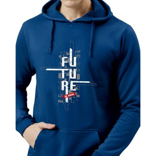 Adro Hoodies For Men, 320 Gsm Soft Cotton Hoodie Fabric, Long Lasting Printed Hoodies For Winter | Mens Hoodies | Sweatshirt For Men|H24-Ftr-Rb-S Royal Blue