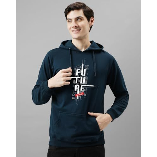 Adro Men's Regular Fit Hoodies | Printed Hoodie| Cotton Hoodie | Mens Hoodies | Sweatshirt For Men | Hooded Hoodie | H24-Ftr-Sb-Xl Teal