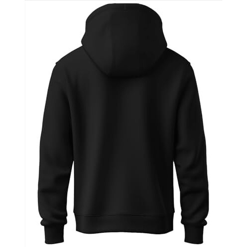 Adro Men's Cotton Blend Neck Hooded Sweatshirt (H24-Spt-Bl_Black
