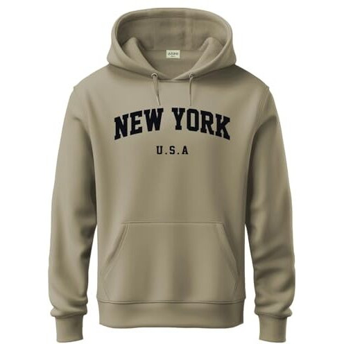 Adro Hoodies For Men | Printed Hoodie For Men | Cotton Hoodie | Mens Hoodies | Regular Fit Sweatshirt For Men | Hooded Hoodie | H24-New-Be-Medium Beige