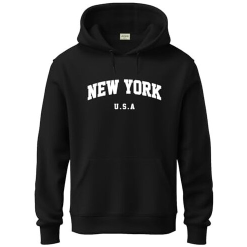 Adro Men's Regular Fit Hoodies | Printed Hoodie| Cotton Hoodie | Mens Hoodies | Sweatshirt For Men | Hooded Hoodie | H24-New-Bl-Xl Black