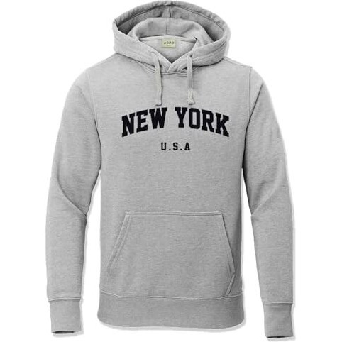 Adro Men's Cotton Blend Neck Hooded Sweatshirt (H24-New-Gr_Grey