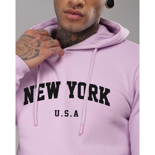 Adro Hoodie For Men, 320 Gsm Soft Cotton Hoodies, Long Lasting Prints New York Hoodie For Winter | Mens Hoodies | Sweatshirt For Men|H24-New-Pu-S Lavender