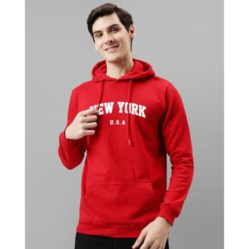 Adro Hoodies For Men | Printed Hoodie For Men | Cotton Hoodie | Mens Hoodies | Sweatshirt For Men | Hooded Regular Fit Hoodie | H24-New-Rd-Medium Red