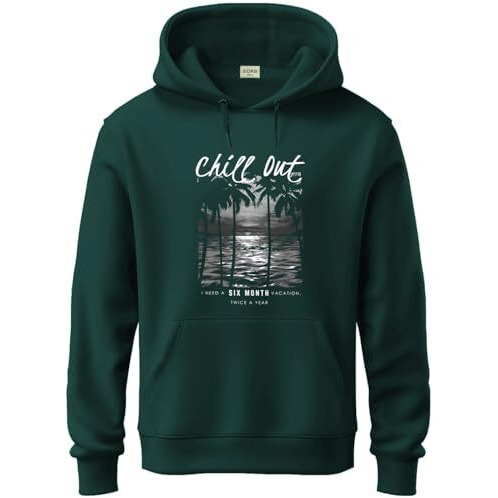 Adro Men's Cotton Neck Hooded Sweatshirt (H24-Chill-Grn_Green