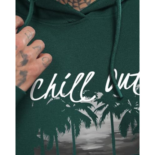 Adro Men's Cotton Neck Hooded Sweatshirt (H24-Chill-Grn_Green
