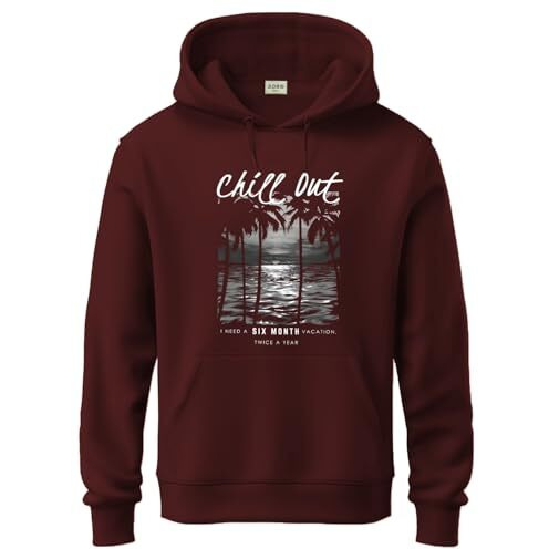 Adro Men's Cotton Blend Neck Hooded Sweatshirt (H24-Chill-Mr_Maroon