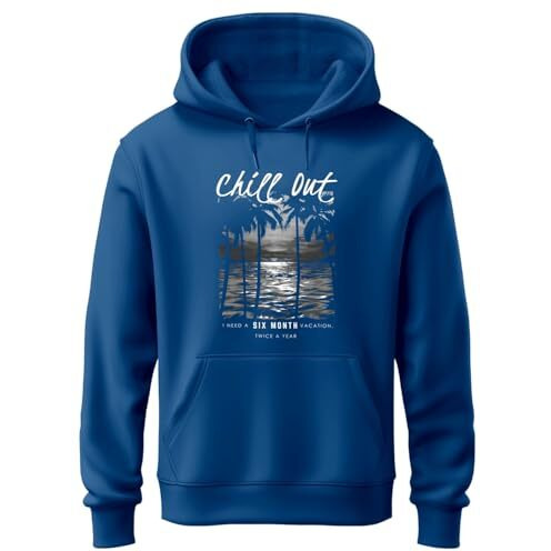 Adro Men's Cotton Neck Hooded Sweatshirt (H24-Chill-Rb_Royal Blue