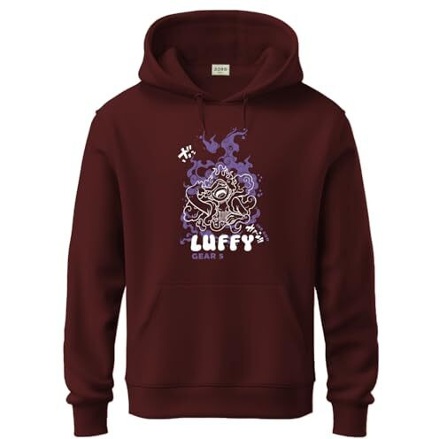 Adro Hoodies For Men | Printed Hoodie For Men | Cotton Hoodie | Luffy Hoodie Gear 5 | Sweatshirt For Men | Anime Hoodie | H24-Luffy-Mr-Xl Maroon