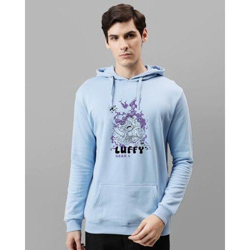 Adro Hoodies For Men | Printed Hoodie For Men | Cotton Hoodie | Mens Hoodies | Sweatshirt For Men | Hooded Hoodie | H24-Luffy-Sk-Xl Sky Blue