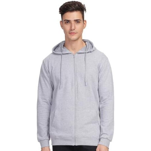 Adro Zipper Cotton Regular Fit Hoodies | Sweatshirt With Zipper | Jackets For Men | Mens Zipper Hoodie | Hoodie | Zh24-Pln-Gr-Medium Grey