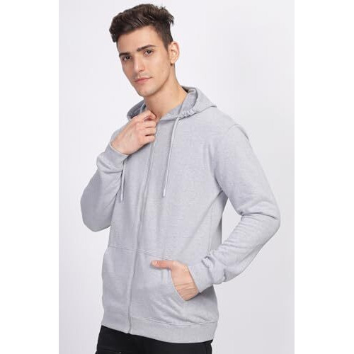 Adro Zipper Cotton Regular Fit Hoodies | Sweatshirt With Zipper | Jackets For Men | Mens Zipper Hoodie | Hoodie | Zh24-Pln-Gr-Medium Grey