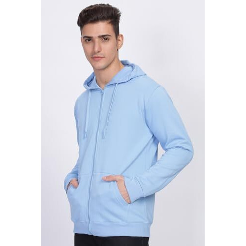 Adro Zipper Cotton Regular Fit Hoodies | Sweatshirt With Zipper | Jackets For Men | Mens Zipper Hoodie | Hoodie | Zh24-Pln-Sk-Medium Sky Blue