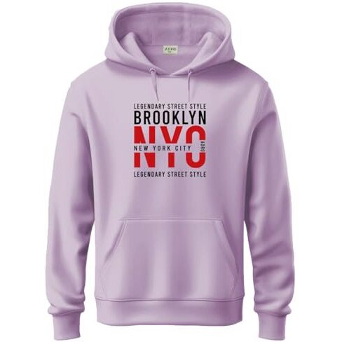 Adro Hoodie For Men, 320 Gsm Soft Cotton Hoodies, Long Lasting Prints New York Hoodie For Winter | Mens Hoodies | Sweatshirt For Men|H24-Nyc-Pu-Xl Lavender