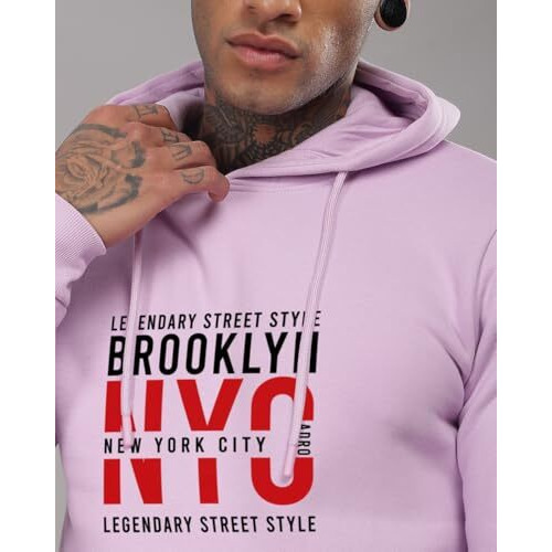 Adro Hoodie For Men, 320 Gsm Soft Cotton Hoodies, Long Lasting Prints New York Hoodie For Winter | Mens Hoodies | Sweatshirt For Men|H24-Nyc-Pu-Xl Lavender